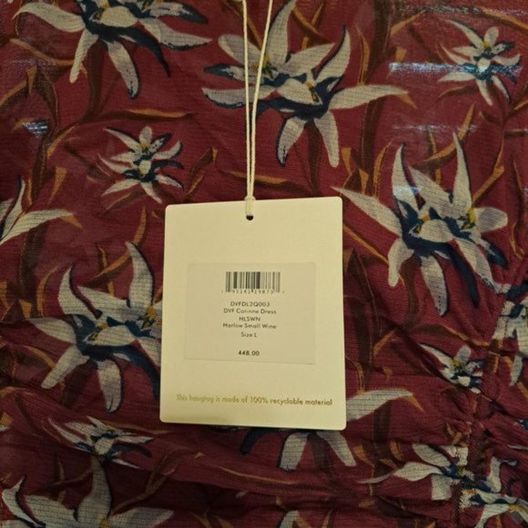 NWT DVF - Corinne Ruched Mesh Midi Dress in Harlow Small Wine - Picture 6 of 7